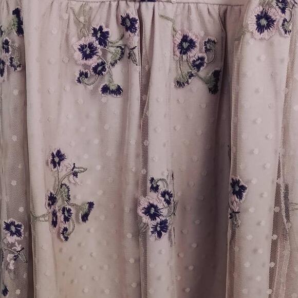 SPEECHLESS Girls M Beige Cream Purple Dress Floral Polka Dot Lace Sleeveless - Picture 4 of 10